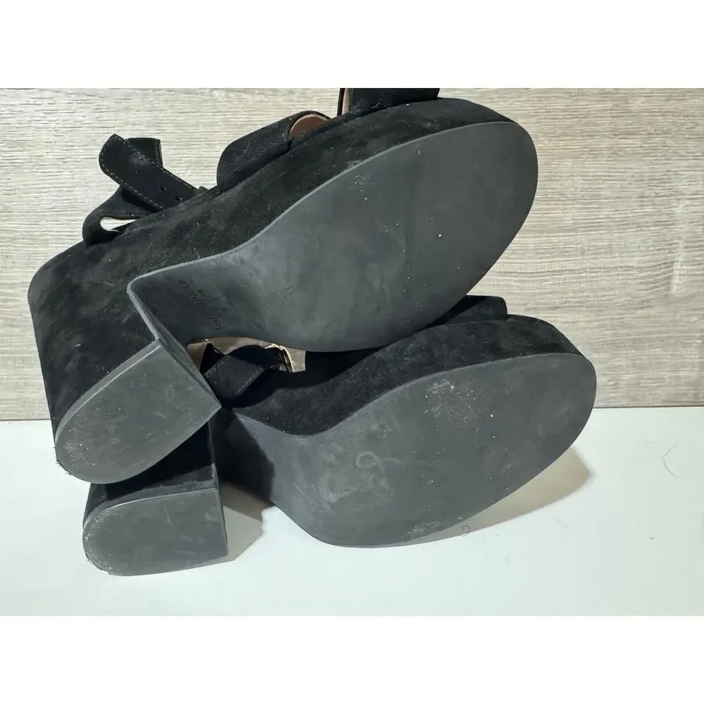 Kate Spade New York Black Suede Platform Sandals Heels Women’s Size 8.5B